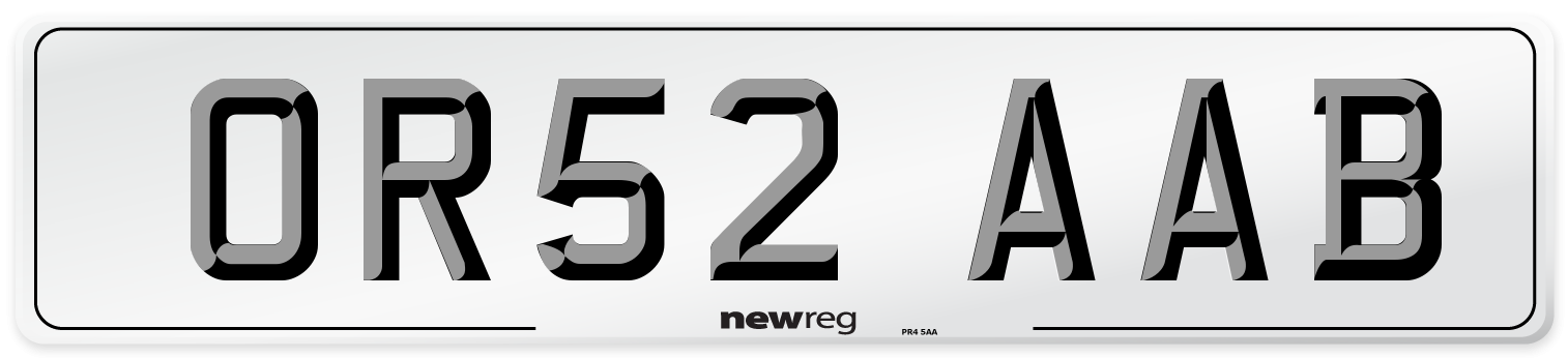 OR52 AAB Number Plate from New Reg